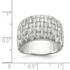 Sterling Silver Rhodium-plated CZ Wide Band Ring