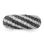 Sterling Silver Rhodium-plated Black & White CZ Ring