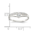 Sterling Silver Row and Solitaire CZ Ring