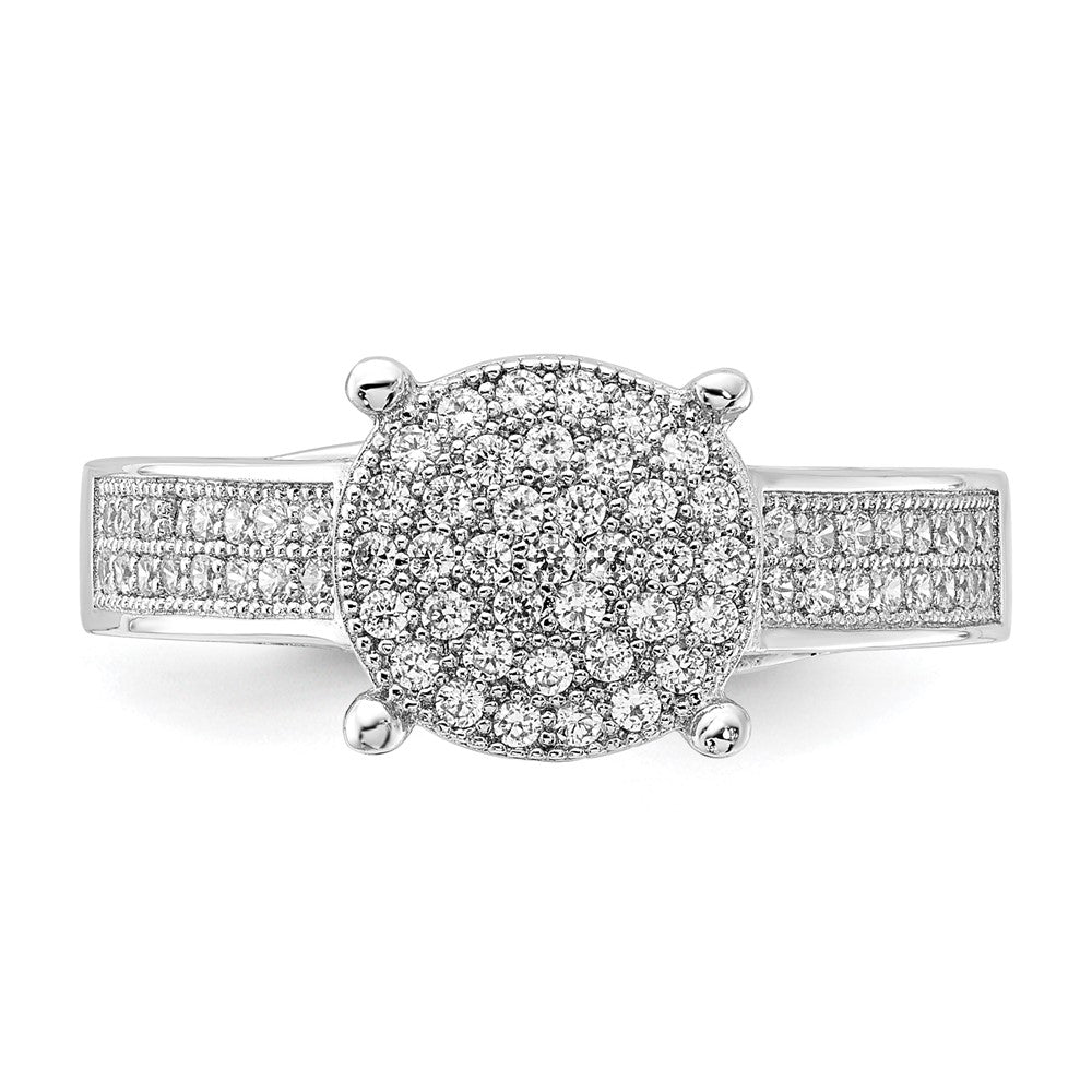 Sterling Silver Polished Micro Pav‚ CZ Center Circle Ring