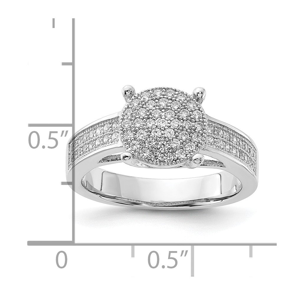 Sterling Silver Polished Micro Pav‚ CZ Center Circle Ring