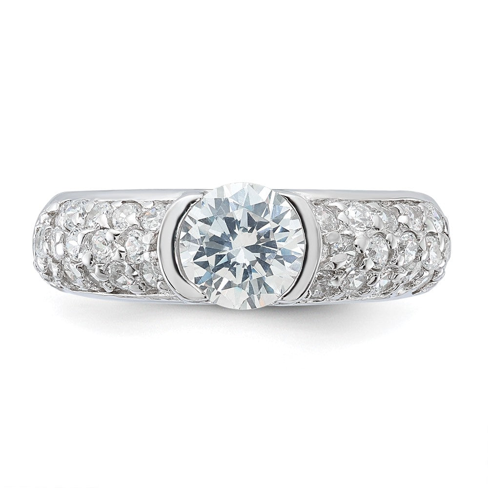 Sterling Silver Rhodium Plated CZ Ring
