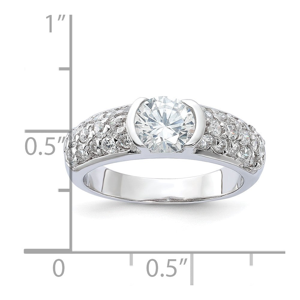 Sterling Silver Rhodium Plated CZ Ring
