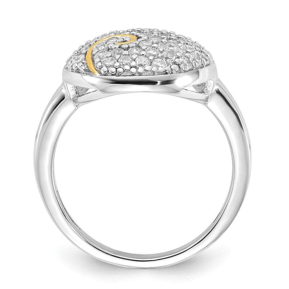 Sterling Silver & Gold-plated CZ Circle Swirl Ring