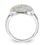 Sterling Silver & Gold-plated CZ Circle Swirl Ring