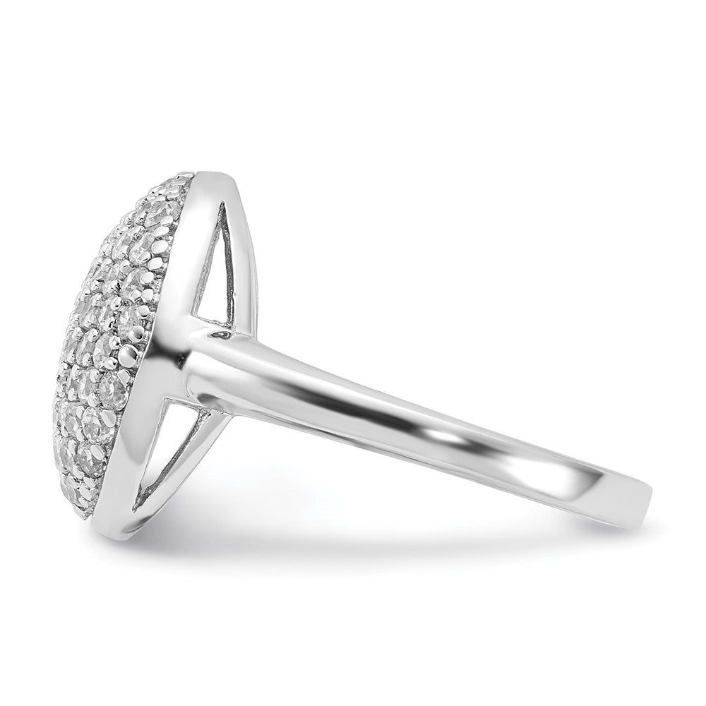 Sterling Silver & Gold-plated CZ Circle Swirl Ring