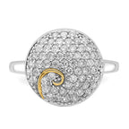Sterling Silver & Gold-plated CZ Circle Swirl Ring