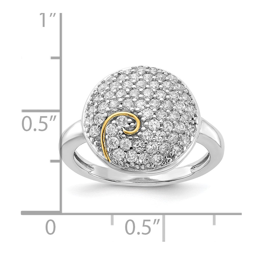 Sterling Silver & Gold-plated CZ Circle Swirl Ring