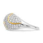 Sterling Silver Gold-plated CZ Swirl Ring