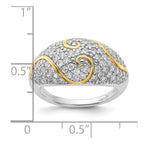 Sterling Silver Gold-plated CZ Swirl Ring