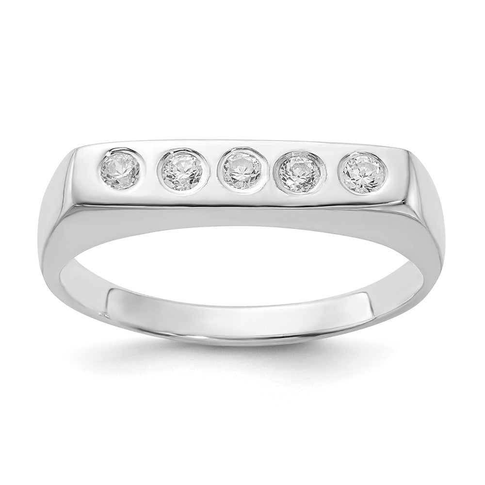Sterling Silver Flat Top CZ Ring