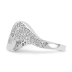 Sterling Silver Rhodium Plated CZ Swirl & Twist Ring