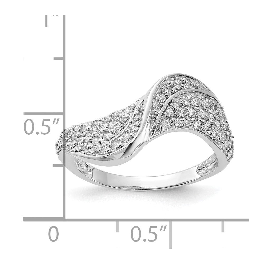 Sterling Silver Rhodium Plated CZ Swirl & Twist Ring