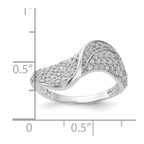 Sterling Silver Rhodium Plated CZ Swirl & Twist Ring