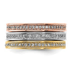 Sterling Silver Gold-tone & Rose-tone Vermeil Trio Stackable Ring Set