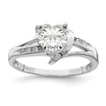 Sterling Silver Rhodium Plated CZ Heart Ring