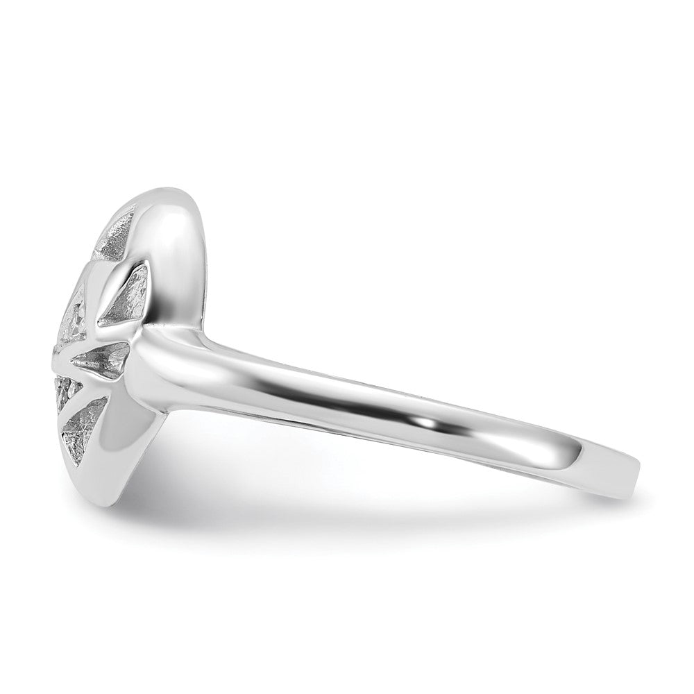 Sterling Silver Rhodium Plated CZ Heart Ring