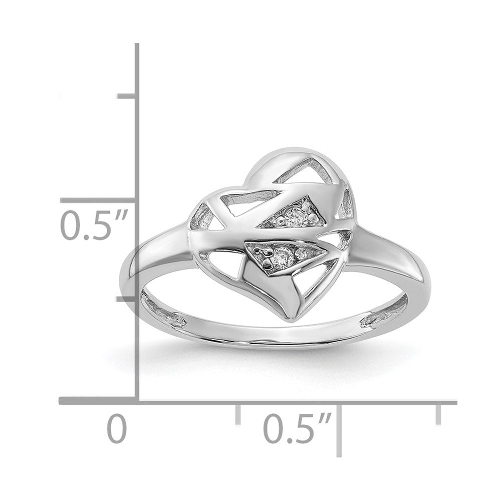 Sterling Silver Rhodium Plated CZ Heart Ring