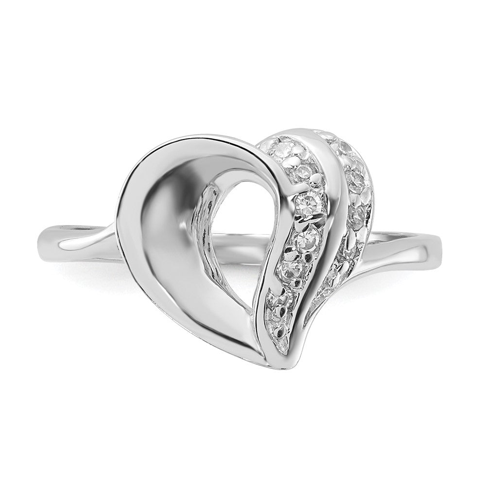 Sterling Silver Rhodium Plated CZ Heart Ring