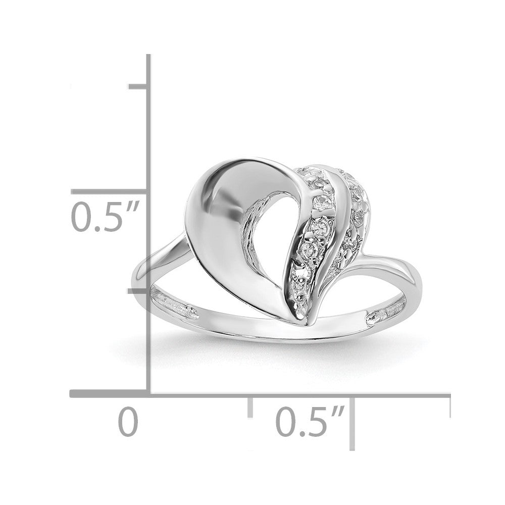 Sterling Silver Rhodium Plated CZ Heart Ring