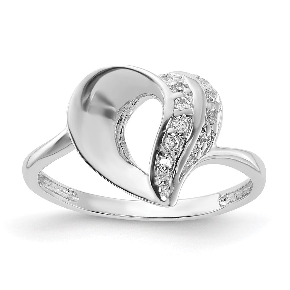 Sterling Silver Rhodium Plated CZ Heart Ring