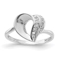 Sterling Silver Rhodium Plated CZ Heart Ring