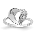 Sterling Silver Rhodium Plated CZ Heart Ring