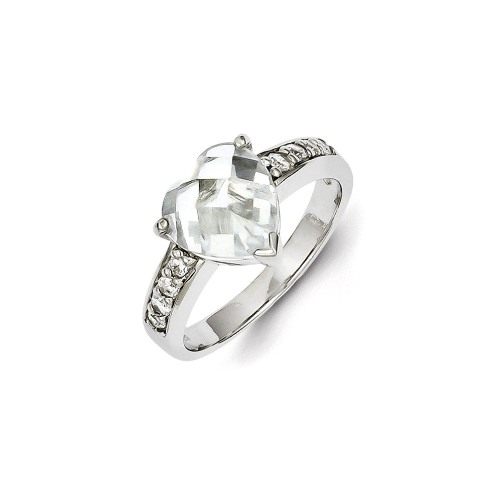 Sterling Silver Rhodium Plated CZ Heart Ring
