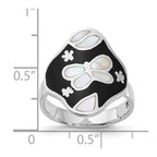 Sterling Silver Mother of Pearl & Simulated Stone Floral Butterfly Ring