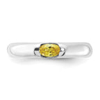 Sterling Silver Yellow Oval CZ Half Bezel Ring