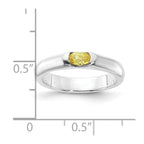 Sterling Silver Yellow Oval CZ Half Bezel Ring