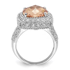 Sterling Silver Champagne & Clear CZ Ring