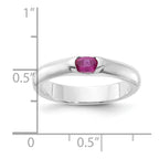 Sterling Silver Red Oval CZ Half Bezel Ring