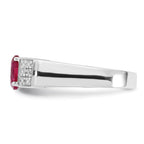 Sterling Silver Red Round w/Pav‚ Sides CZ Ring