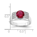 Sterling Silver Red Round w/Pav‚ Sides CZ Ring