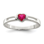 Sterling Silver Red CZ Heart Ring