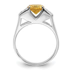 Sterling Silver Yellow Round w/Pav‚ Sides CZ Ring