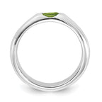 Sterling Silver Lime Green Oval CZ Half Bezel Ring
