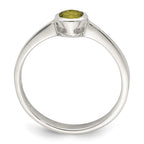 Sterling Silver Lime Green Round Bezel CZ Ring