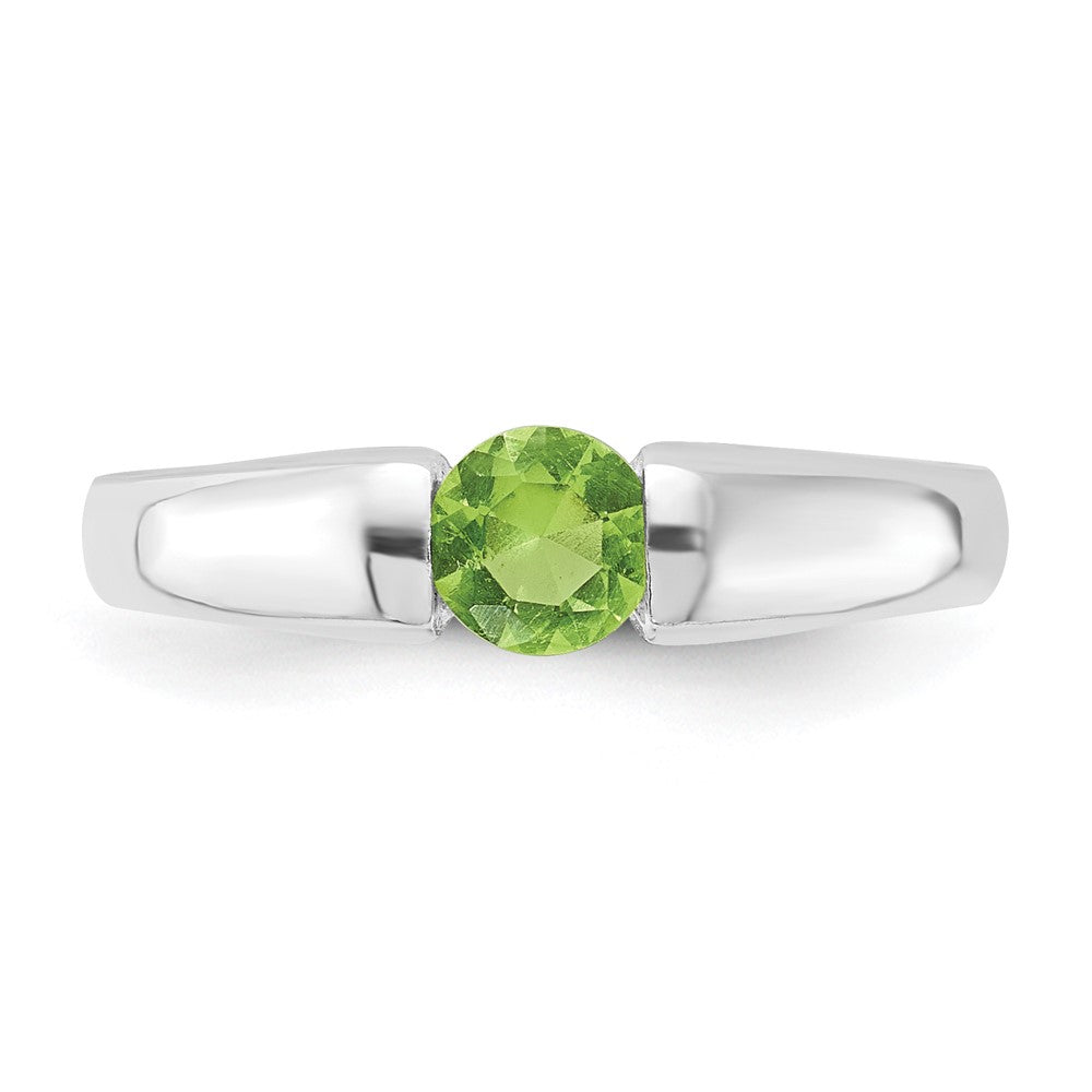 Sterling Silver Lime Green Round CZ Ring