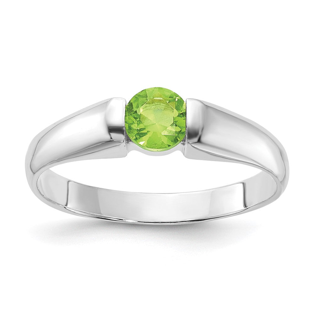 Sterling Silver Lime Green Round CZ Ring