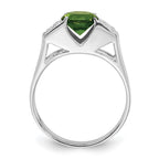 Sterling Silver Lime Green Round w/Pav‚ Sides CZ Ring