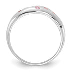 Sterling Silver Pink CZ Wavy Ring