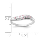 Sterling Silver Pink CZ Wavy Ring