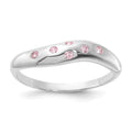 Sterling Silver Pink CZ Wavy Ring
