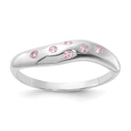 Sterling Silver Pink CZ Wavy Ring