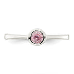 Sterling Silver Pink Round Bezel CZ Ring