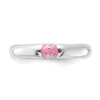 Sterling Silver Pink Oval CZ Half Bezel Ring