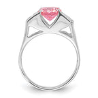 Sterling Silver Pink Round w/Pav‚ Sides CZ Ring