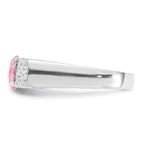 Sterling Silver Pink Round w/Pav‚ Sides CZ Ring